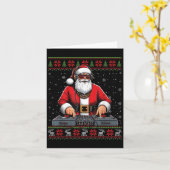 Santa Claus Dj Mixer Music Ugly Christmas Sweater  Kaart (Gele Bloem)