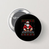 Santa Claus Dj Mixer Music Ugly Christmas Sweater Ronde Button 5,7 Cm (Voorkant /achterkant)