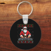 Santa Claus Dj Mixer Music Ugly Christmas Sweater  Sleutelhanger (Voorkant)