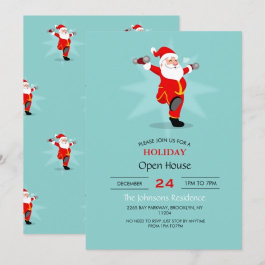 Santa Claus doet fitness-oefeningen. Kaart (Voorkant / Achterkant)