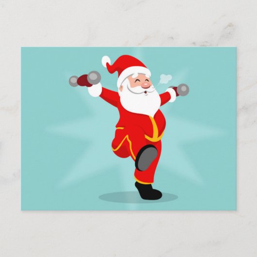 Santa Claus doing fitness exercises Briefkaart (Voorkant)