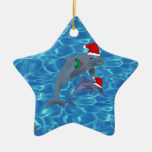 santa claus dolphins keramisch ornament