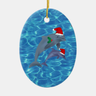 santa claus dolphins keramisch ornament