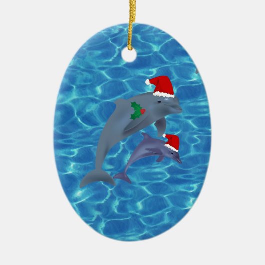 santa claus dolphins keramisch ornament (Voorkant)