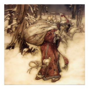 "Santa Claus" door Arthur Rackham Foto Afdruk
