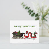 Santa Claus Dragon Feestdagenkaart (Staand voorkant)