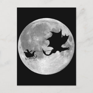 Santa Claus Dragon Rider Sleigh Ride Feestdagenkaart