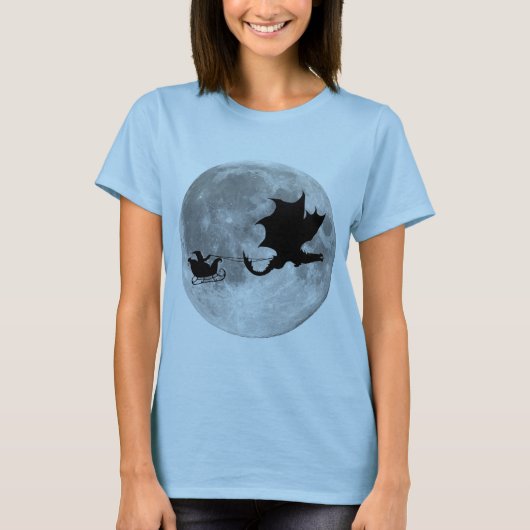 Santa Claus Dragon Rider Sleigh Ride T-shirt (Voorkant)