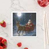 Santa Claus Driving a Sleigh In Moonlight Servet (Insitu)