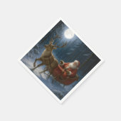 Santa Claus Driving a Sleigh In Moonlight Servet (Hoek)