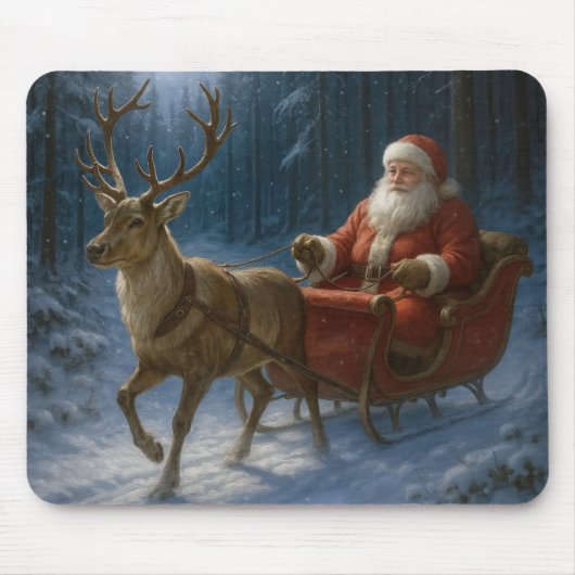 Santa Claus Driving a Sleigh Muismat (Voorkant)