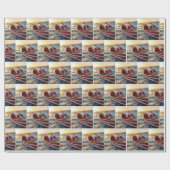 Santa Claus Driving a Speedboat Cadeaupapier (Vlak)