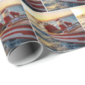 Santa Claus Driving a Speedboat Cadeaupapier (Rol Hoek)