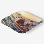 Santa Claus Driving a Speedboat Papieren Bordje (Gebogen)