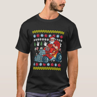 Santa Claus Driving Hot Rod Ugly Car T-shirt