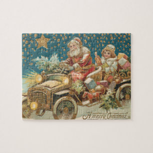 Santa Claus Driving Vintage Car Christmas Legpuzzel