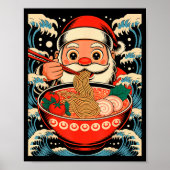 Santa Claus Eating Ramen Noodles Japanese Christma Poster (Voorkant)