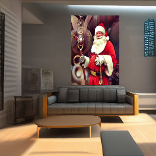 Santa Claus één een wandelend schip   AI Art Poste Poster