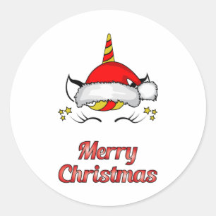 Santa Claus Eenhoorn Kerst Geek Grappig Gift Idee Ronde Sticker