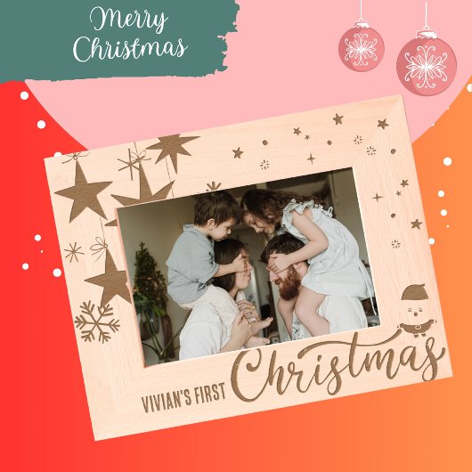 Santa Claus eerste kerstboom Gegraveerde Lijstjes