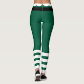 Santa Claus Elf Groene & Witte Kerst Leggings (Achterkant)