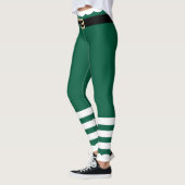 Santa Claus Elf Groene & Witte Kerst Leggings (Links)