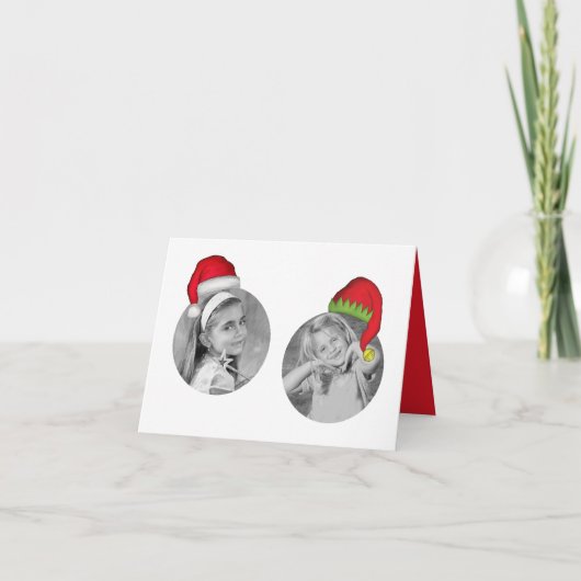 Santa Claus Elf Jolly 3 Foto Feestdagen Kaart (Voorkant)
