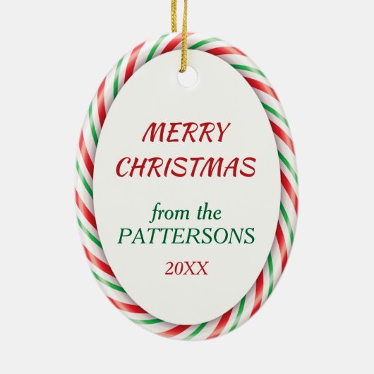 Santa Claus Elf kerstSnoep Stripe Ornament (Achterkant)