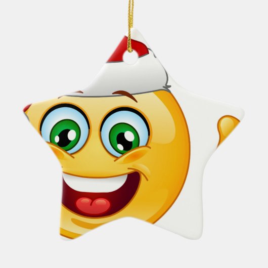 santa claus emoji keramisch ornament (Voorkant)