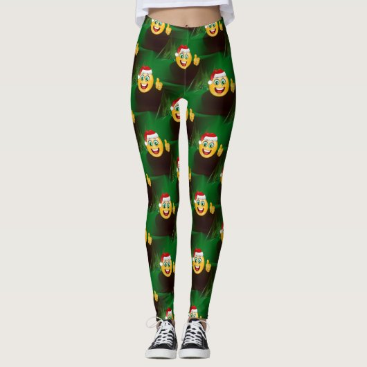 santa claus emojis leggings (Voorkant)