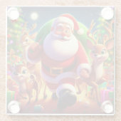 Santa Claus en 2 rendierillustratie Glazen Onderzetter (Achterkant)