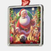 Santa Claus en 2 rendierillustratie Metalen Ornament (Links)