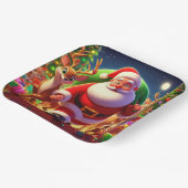 Santa Claus en 2 rendierillustratie Papieren Bordje (Gebogen)