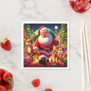 Santa Claus en 2 rendierillustratie Servet