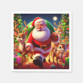Santa Claus en 2 rendierillustratie Servet (Voorkant)