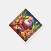 Santa Claus en 2 rendierillustratie Servet (Hoek)