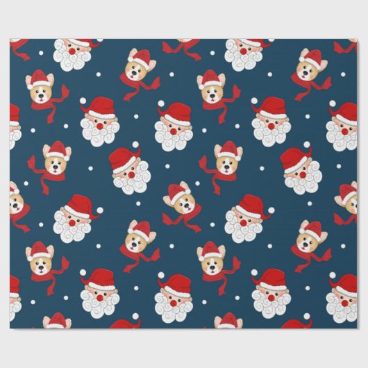 Santa Claus en Corgi Pattern Cadeaupapier (Vlak)