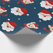 Santa Claus en Corgi Pattern Cadeaupapier (Hoek)