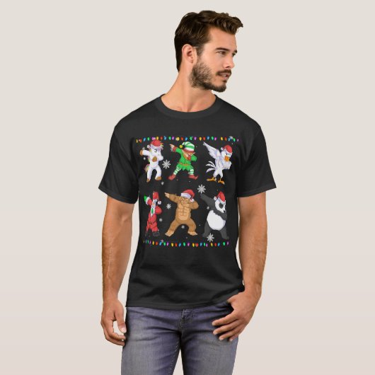 santa claus en elf en vrienden die kerst bablen t-shirt (Voorkant volledig)