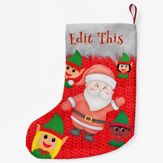 Santa Claus en Elf gezegde Hi schattige schattige  Kleine Kerstsok (Achterkant)