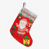 Santa Claus en Elf gezegde Hi schattige schattige  Kleine Kerstsok (Voorkant (Hangend))