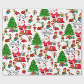 Santa Claus en Elves op kerstavond - Geloof Cadeaupapier (Vlak)