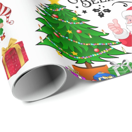 Santa Claus en Elves op kerstavond - Geloof Cadeaupapier (Rol Hoek)