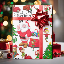Santa Claus en Elves op kerstavond - Geloof Cadeaupapier
