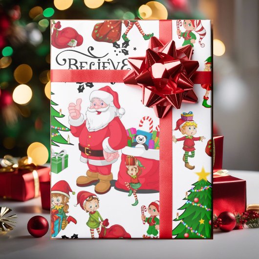 Santa Claus en Elves op kerstavond - Geloof Cadeaupapier