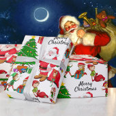 Santa Claus en Elves op kerstlevering Cadeaupapier