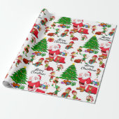 Santa Claus en Elves op kerstlevering Cadeaupapier (Uitgerold)