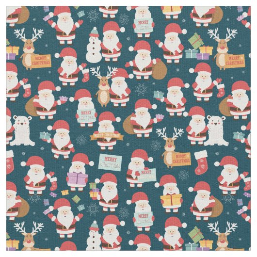 Santa Claus en Friends Pattern Stof (Close Up)