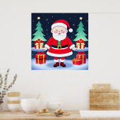 Santa Claus en Gifts Poster (Keuken)