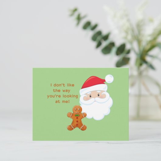 Santa Claus en Gingerbrood Boy Feestdagenkaart (Staand voorkant)